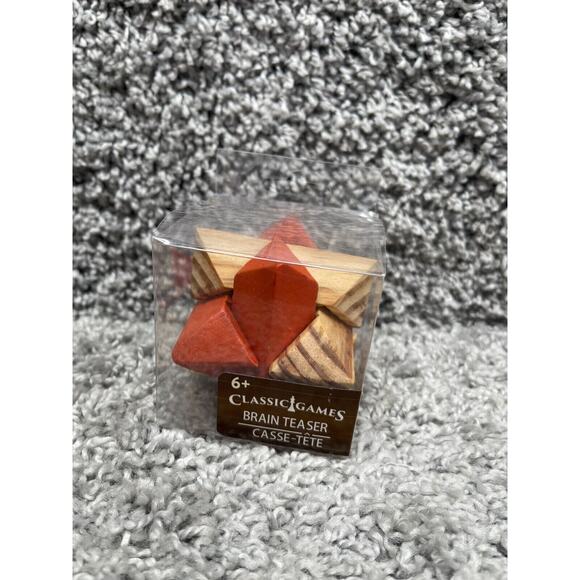 Classic Games Brain Teaser Casse Tete Jigsaw Wooden Twist Puzzle 3"x3"x3" - Picture 1 of 10
